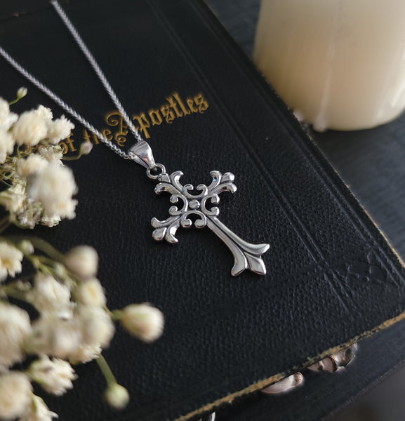 Revelation - Crucifix Necklace Sterling Silver with Cubic Zirconia