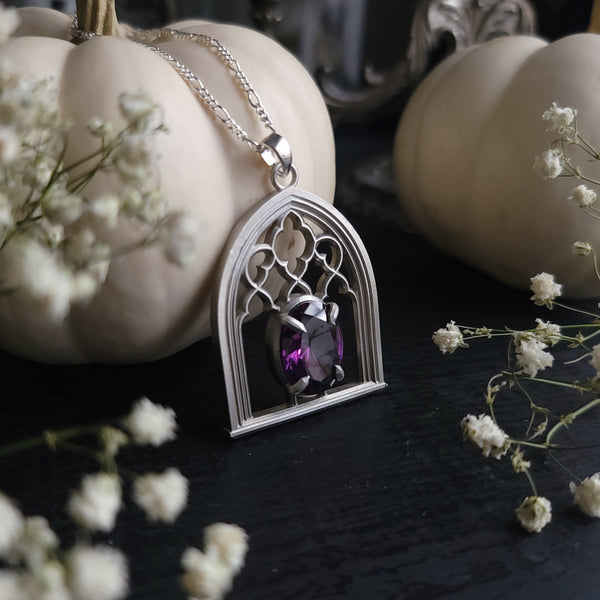 Gothica - Cathedral Necklace - Sterling Silver and Onyx