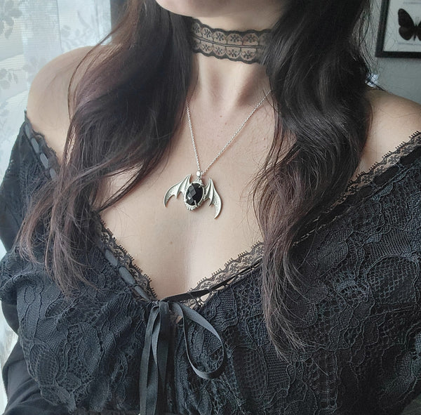 Lilith - Sterling Silver Batwing Frame Pendant