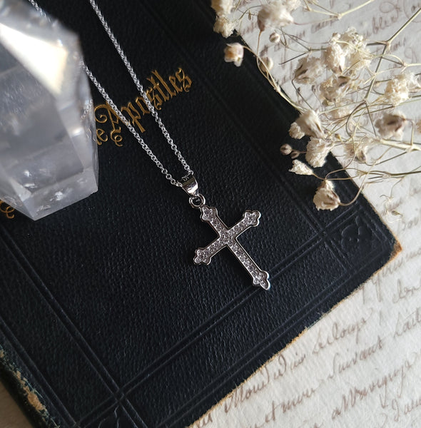 Grace - Crucifix Necklace Sterling Silver with Cubic Zirconia