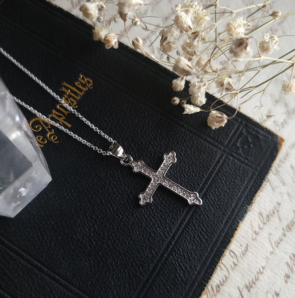 Grace - Crucifix Necklace Sterling Silver with Cubic Zirconia