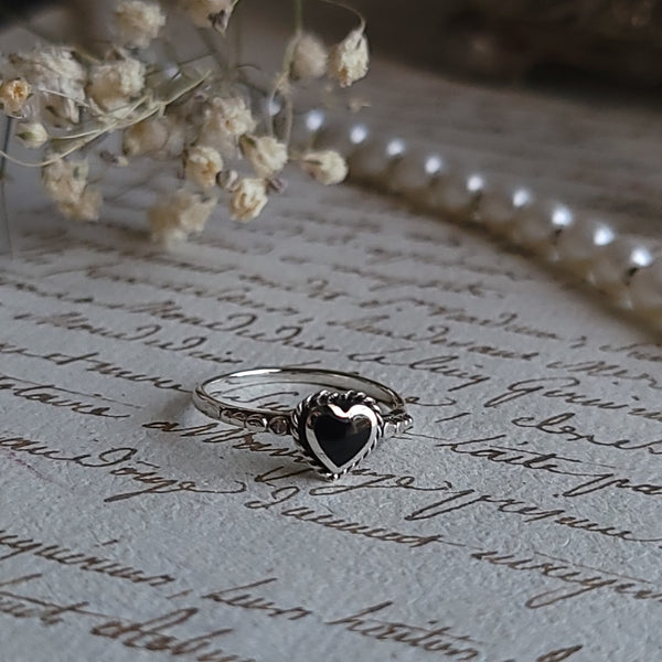 Agate Filigree Heart Ring - Sterling Silver Ring